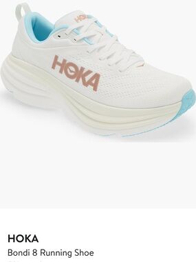 Hoka Bondi 8 Running Shoes in Frost / Rose Gold